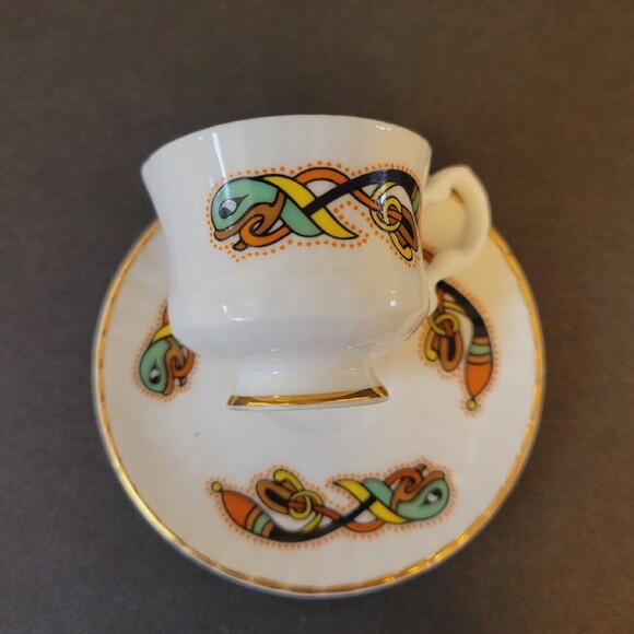 Celtic Royal Tara Fine Bone Ireland- Book Of Kells Mini Teacup With Saucer - Picture 3 of 9